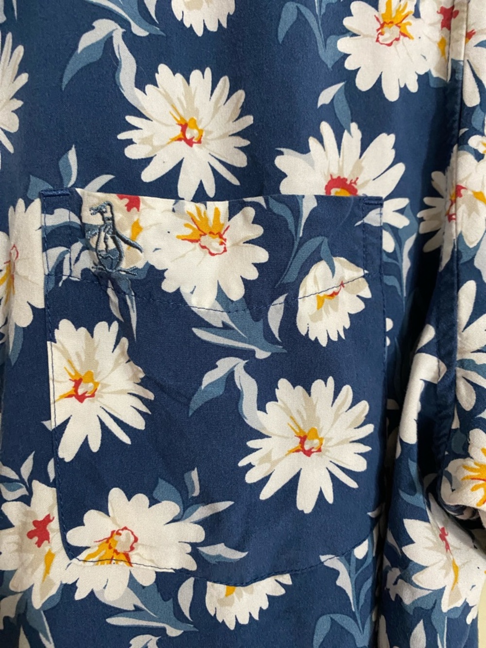 Original Penguin Navy Blue Floral Daisy Short Sleeve Button-Down Shirt - Picture 3 of 4